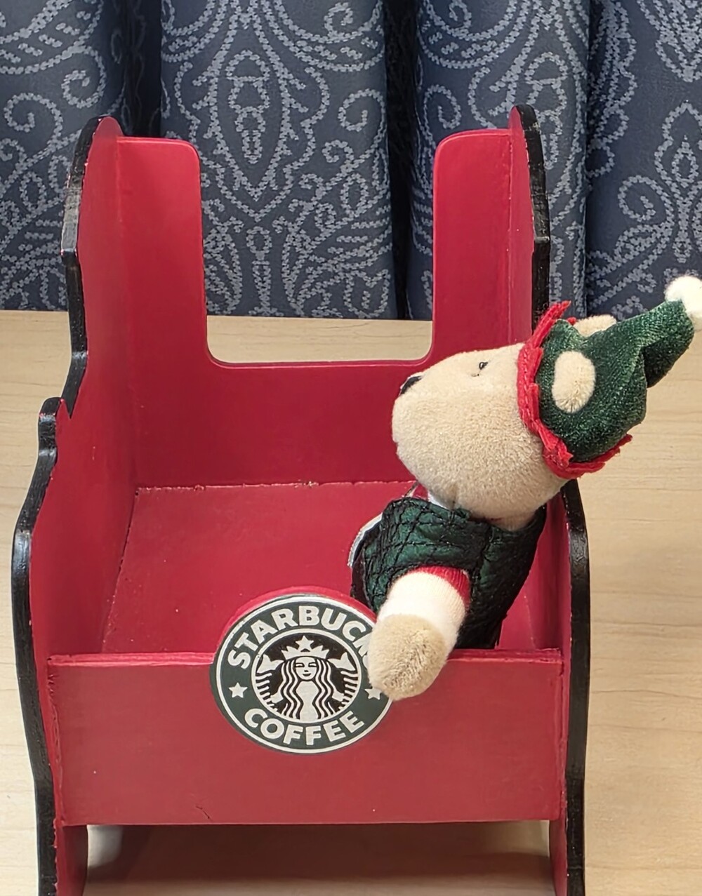Vintage Starbucks Coffee Christmas Holiday Wood Train Display 2001 W/Bear / RARE
